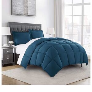 King 3-Piece Teal All Season Comforter Set Soft Down Alternative Quilt